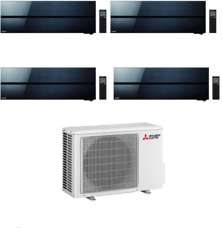 Mitsubishi Climatizzatore Quadri Split Kirigamine MSZ-LN Nero 9+9+9+12 con MXZ-4F72VF3 Inverter R-32 Wi-Fi Classe A++