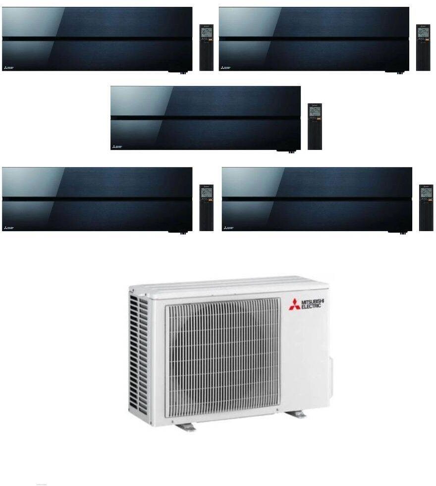 Mitsubishi Climatizzatore Penta Split Kirigamine MSZ-LN Nero 9+9+9+9+9 con MXZ-5F102VF Inverter R-32 Wi-Fi Classe A++