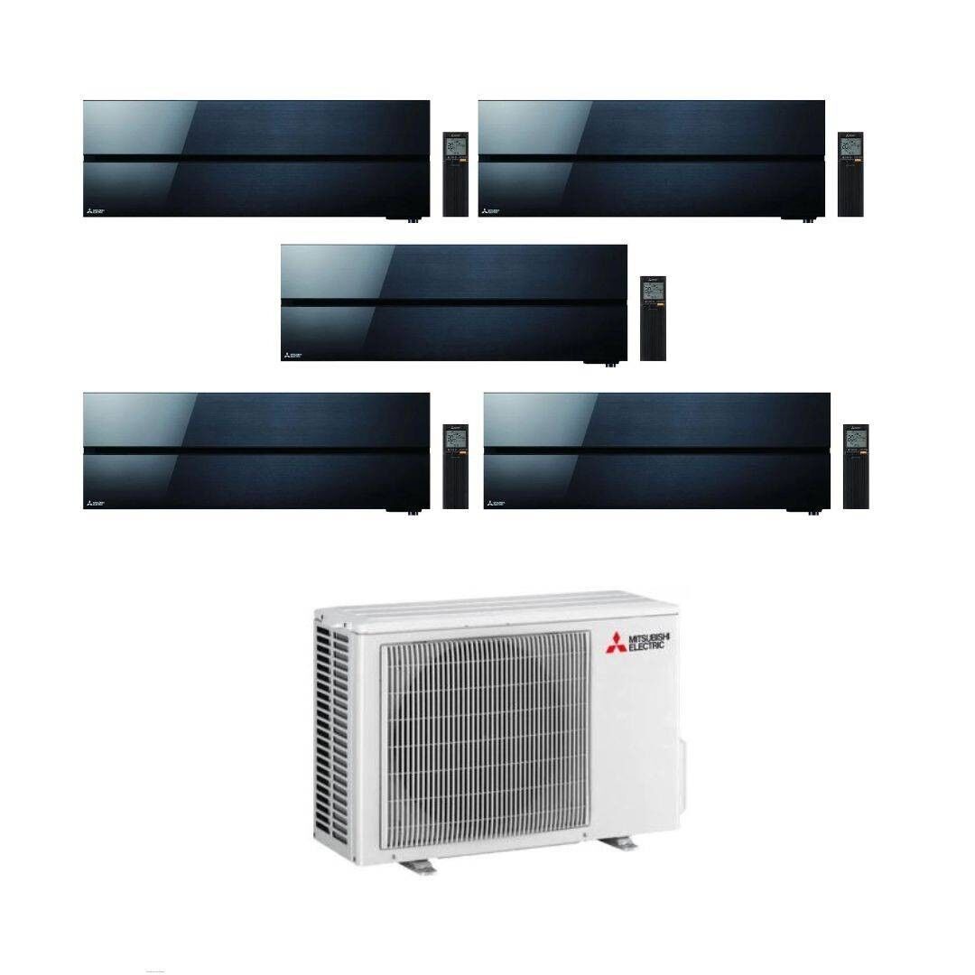 Mitsubishi Climatizzatore Penta Split Kirigamine MSZ-LN Nero 9+9+9+9+12 con MXZ-5F102VF Inverter R-32 Wi-Fi Classe A++