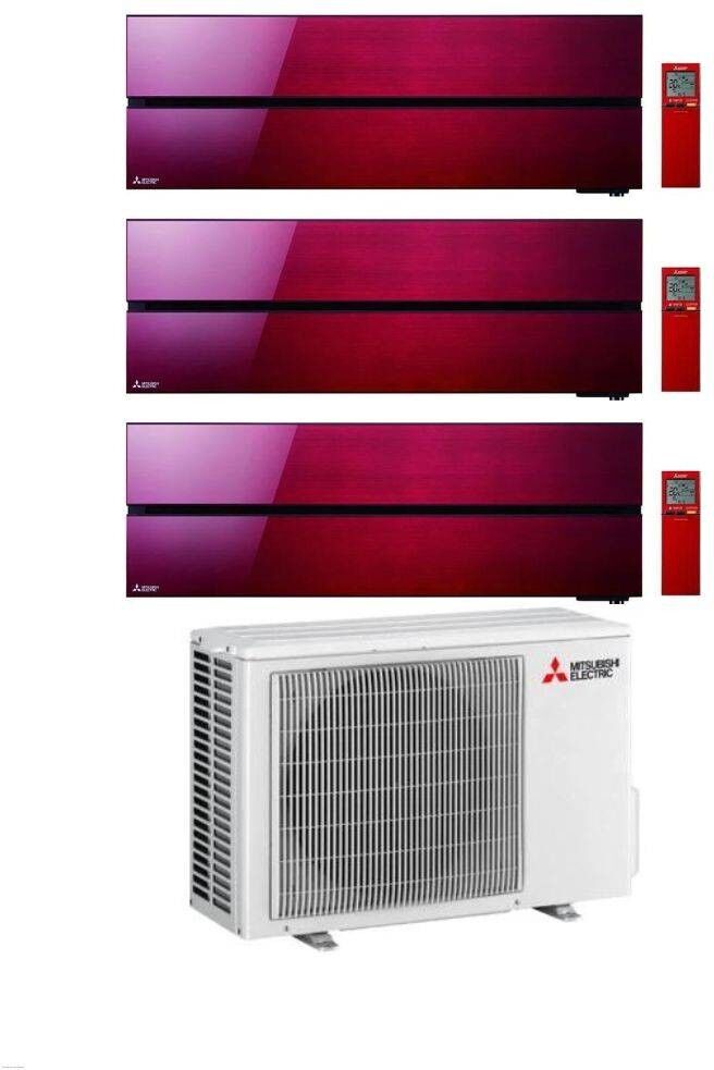 Mitsubishi Climatizzatore Trial Split Kirigamine MSZ-LN Rosso 9+9+9 con MXZ-3F54VF3 Inverter R-32 Wi-Fi Classe A+++