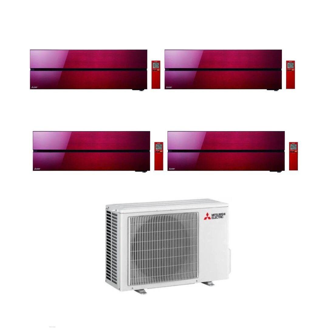 Mitsubishi Climatizzatore Quadri Split Kirigamine MSZ-LN Rosso 9+9+9+18 con MXZ-4F72VF3 Inverter R-32 Wi-Fi Classe A++