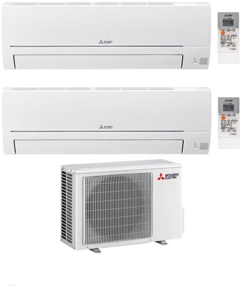 Mitsubishi Climatizzatore Dual Split Linea Smart MSZ-HR 9+9 con MXZ-3HA50VF con Inverter R-32 Wi-Fi Opt. Classe A++