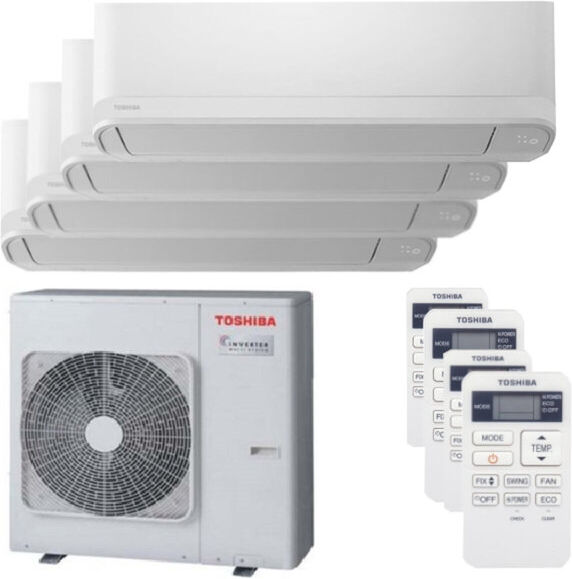 Condizionatore Toshiba Seiya Quadri Split 12000+12000+12000+12000 Btu Inverter A++ Unità Esterna 8,0 Kw (RAS-4M27G3AVG-E-RAS-B13J2KVG-E-4)