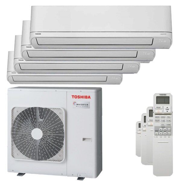 Condizionatore Toshiba Shorai R32 Quadri Split 5000+5000+5000+5000 Btu Inverter A++ Unità Esterna 8,0 Kw (RAS-4M27G3AVG-E-RAS-M05PKVSG-E-4)