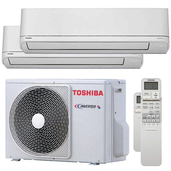 Toshiba Condizionatore Toshiba Shorai R32 Dual Split 5000+12000 Btu Inverter A++ Unità Esterna 4,0 Kw (RAS-2M14U2AVG-E-RAS-M05PKVSG-E-2-8AC0D0)