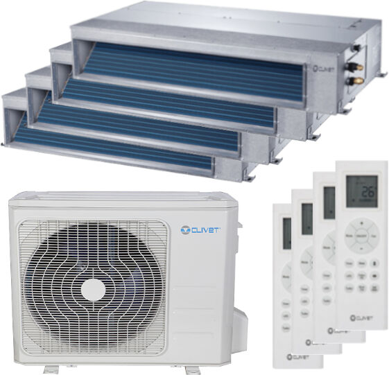 Condizionatore Clivet Canalizzabile Slim Quadri Split 9000+9000+12000+18000 Btu Inverter A++ Unità Esterna 10,6 Kw (MU1-Y105M-ID2-XY27M-4-793DE4)