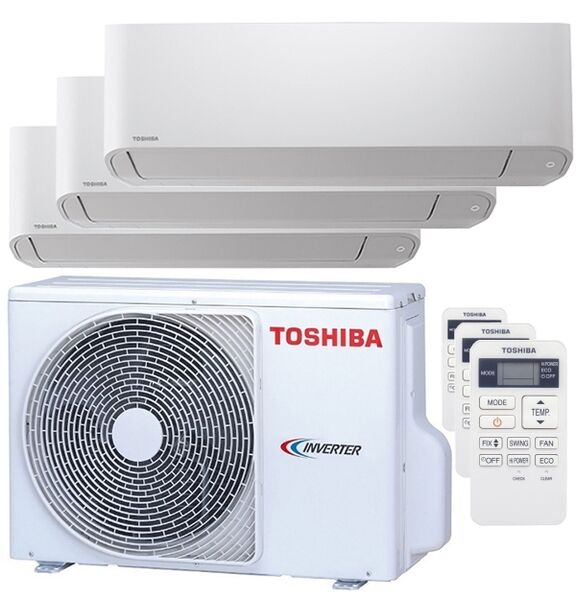 Toshiba Condizionatore Toshiba Seiya Trial Split 5000+7000+12000 Btu Inverter A+ Unità Esterna 5,2 Kw (RAS-3M18U2AVG-E-RAS-B05J2KVG-E-3-1CB8F7)