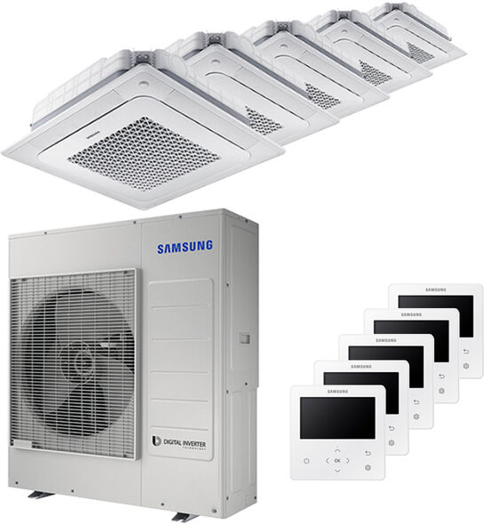 Samsung Condizionatore Samsung Cassetta Windfree 4 Vie Penta Split 7000+7000+9000+12000+12000 Btu Inverter A++ Unità Esterna 10,0 Kw (AJ100TXJ5KG/EU-AJ020TNNDKG/EU-5-A3CBA5)