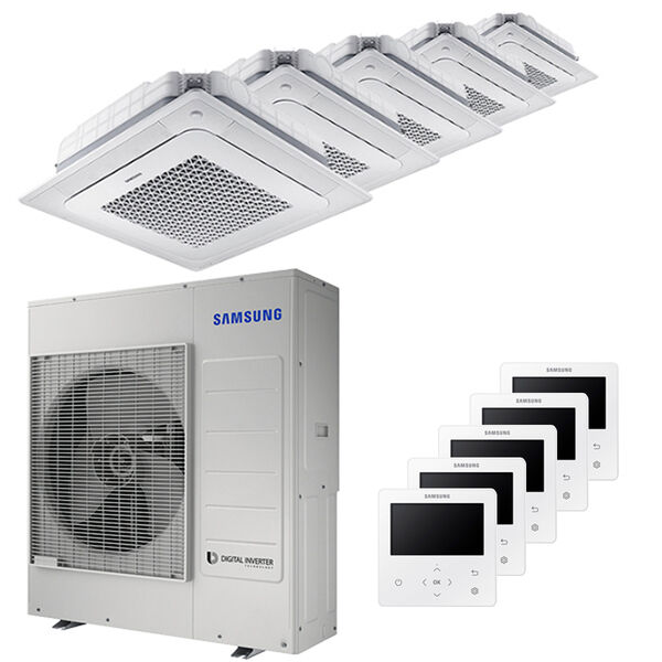 Samsung Condizionatore Samsung Cassetta Windfree 4 Vie Penta Split 7000+9000+12000+12000+12000 Btu Inverter A++ Unità Esterna 10,0 Kw (AJ100TXJ5KG/EU-AJ020TNNDKG/EU-5-6F6BC4)