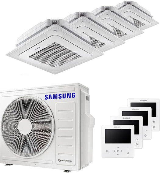 Samsung Condizionatore Samsung Cassetta Windfree 4 Vie Quadri Split 9000+9000+12000+12000 Btu Inverter A++ Unità Esterna 8,0 Kw (AJ080TXJ4KG/EU-AJ026TNNDKG/EU-4-F88C54)