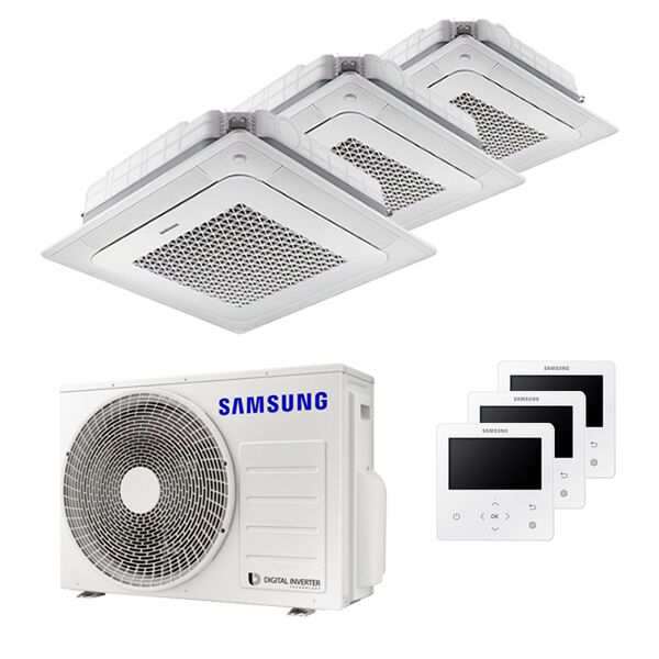 Samsung Condizionatore Samsung Cassetta Windfree 4 Vie Trial Split 7000+7000+12000 Btu Inverter A+++ Unità Esterna 5,2 Kw (AJ052TXJ3KG/EU-AJ020TNNDKG/EU-3-DD5B0F)