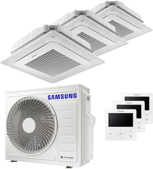 Samsung Condizionatore Samsung Cassetta Windfree 4 Vie Trial Split 7000+7000+18000 Btu Inverter A++ Unità Esterna 8,0 Kw (AJ080TXJ4KG/EU-AJ020TNNDKG/EU-3)