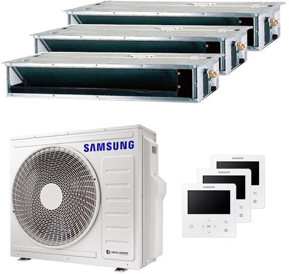 Samsung Condizionatore Samsung Canalizzabile Trial Split 9000+12000+12000 Btu Inverter A++ Unità Esterna 6,8 Kw (AJ068TXJ3KG/EU-AJ026TNLDEG/EU-3-BF6DBC)