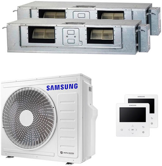 Samsung Condizionatore Samsung Canalizzabile Dual Split 18000+18000 Btu Inverter A++ Unità Esterna 8,0 Kw (AJ080TXJ4KG/EU-AJ052TNMDEG/EU-2)