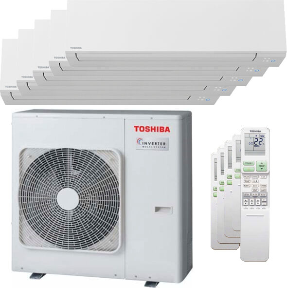 Toshiba Condizionatore Toshiba Shorai Edge Penta Split 7000+7000+7000+9000+9000 Btu Inverter A++ Wifi Unità Esterna 10,0 Kw (RAS-5M34U2AVG-E-RAS-B07N4KVSG-E-5-355BD9)