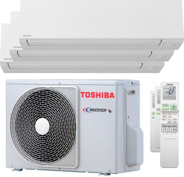 Toshiba Condizionatore Toshiba Shorai Edge Trial Split 5000+5000+7000 Btu Inverter A+ Wifi Unità Esterna 5,2 Kw (RAS-3M18U2AVG-E-RAS-M05N4KVSG-E-3-A2561A)