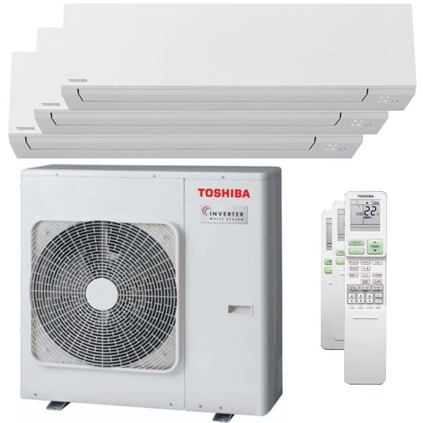 Toshiba Condizionatore Toshiba Shorai Edge Trial Split 7000+9000+22000 Btu Inverter A++ Wifi Unità Esterna 7,5 Kw (RAS-3M26U2AVG-E-RAS-B07N4KVSG-E-3-7A7673)