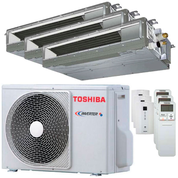Toshiba Condizionatore Toshiba Canalizzabile U2 Trial Split 7000+9000+16000 Btu Inverter A++ Unità Esterna 5,2 Kw (RAS-3M18U2AVG-E-RAS-M07U2DVG-E-3-4AAD80)