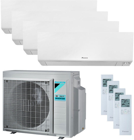 Daikin Condizionatore Daikin Perfera Wall Quadri Split 7000+9000+9000+12000 Btu Inverter A++ Wifi Unità Esterna 6,8 Kw (4MXM68N9-FTXM20R-4-B362C2)