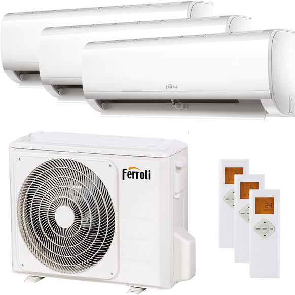 Condizionatore Ferroli Diamant Plus M Trial Split 7000+9000+12000 Btu Inverter A+ Wifi Unità Esterna 8,2 Kw (2CO9AA2F-2CO9B00F-3-09A8DE)