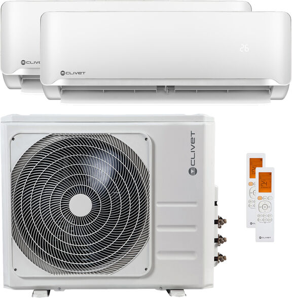 Condizionatore Clivet Essential 2 Dual Split 18000+18000 Btu Inverter A Unità Esterna 12,3 Kw (MU2-Y125M-IL3-XY53M-2)