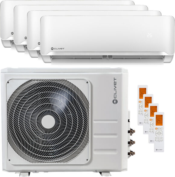 Condizionatore Clivet Essential 2 Quadri Split 7000+9000+9000+12000 Btu Inverter A++ Unità Esterna 8,2 Kw (MU2-Y82M-IL3-XY20M-4-C053D5)