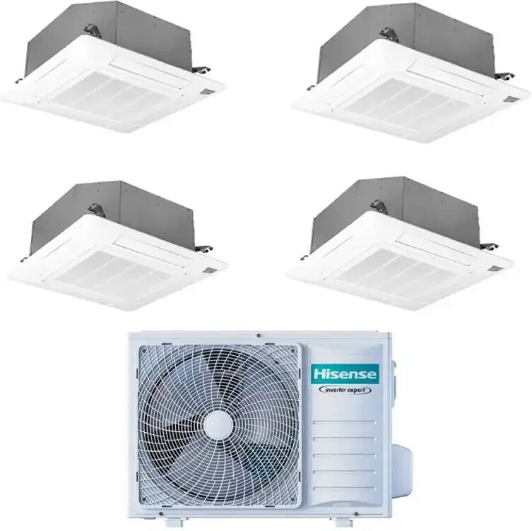 Hisense Condizionatore Con Inverter A Cassetta 4 Vie Quadri Split 9000+9000+9000+9000 Btu In A++ Con R32 4mw105u4raa