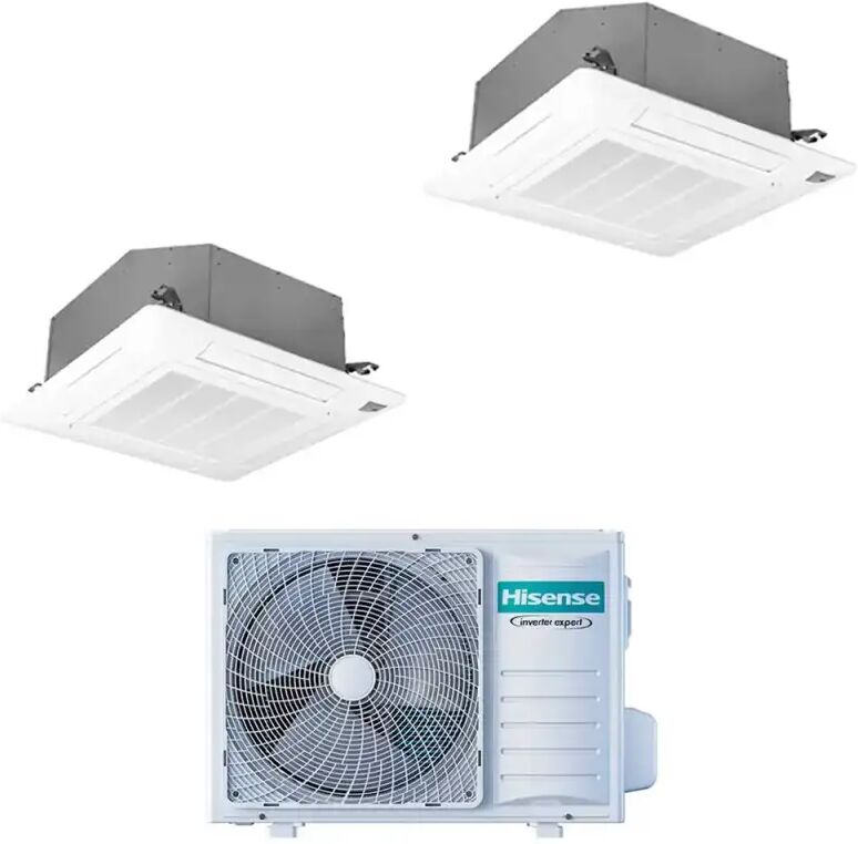 Hisense Condizionatore Con Inverter A Cassetta 4 Vie Dual Split 12000+18000 Btu In A++ Con R32 3amw72u4rjc