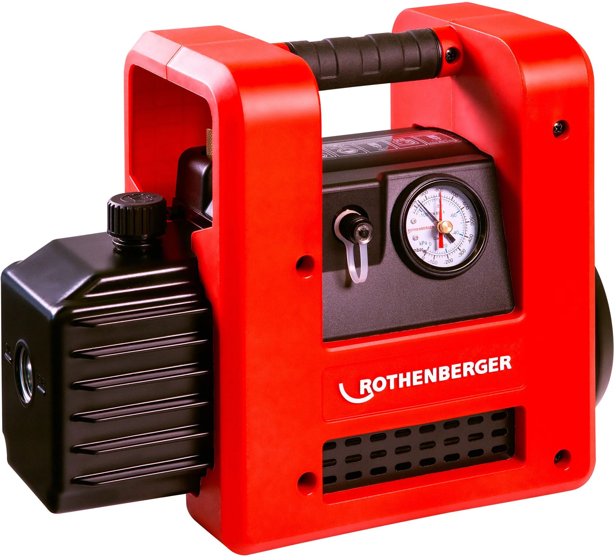 Rothenberger POMPA PER VUOTO  BISTADIO 85 l/min VUOTO 15µm PER GAS R32 CON VACUOMETRO Ø 50 mm