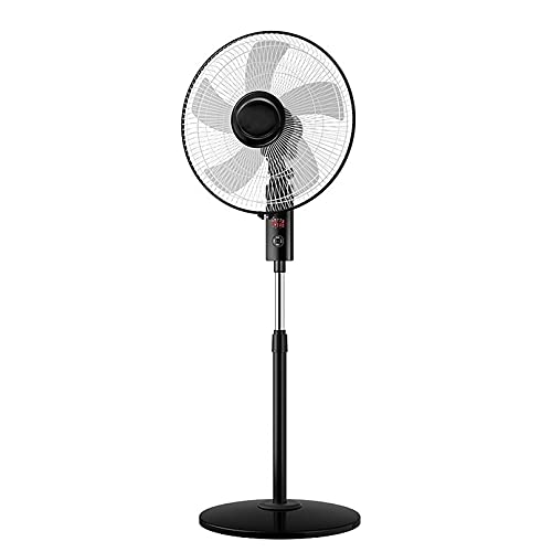 GUHPZA Voetstukventilator, 16 inch in hoogte verstelbare ventilator, digitale bediening met 3 snelheden, oscillerende voetstukventilator met timer, 5 bladen, afstandsbediening (afstandsbediening)