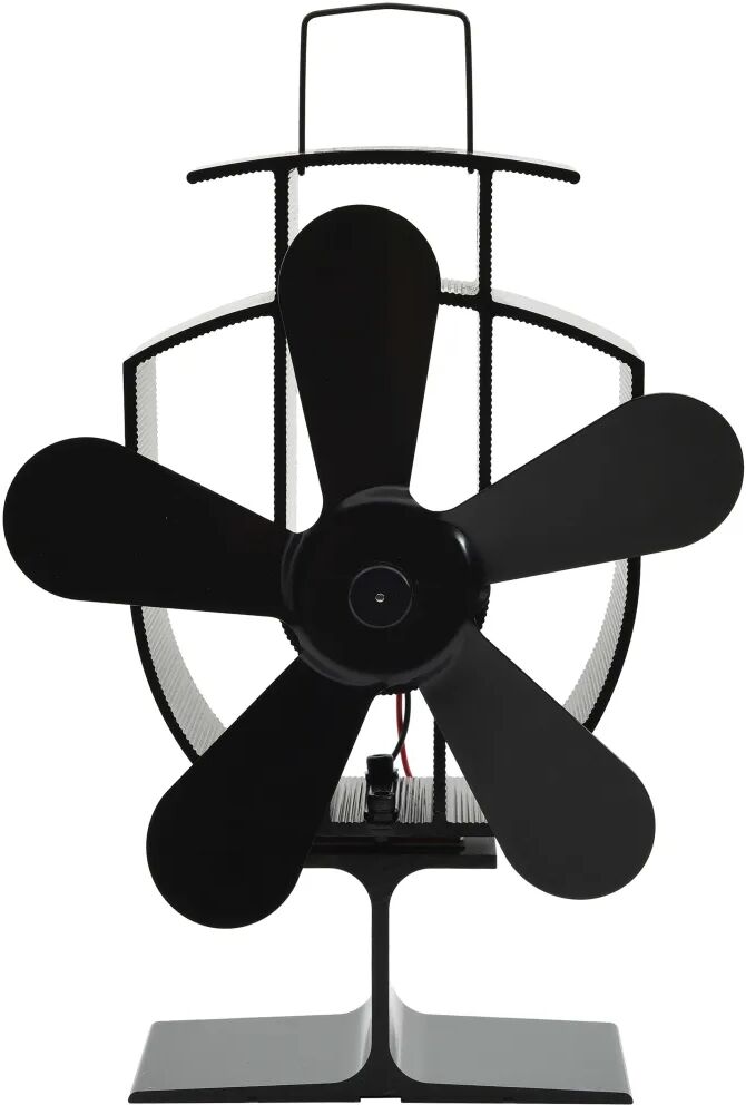 vidaXL Ventilator de sobă cu alimentare termică, 5 palete, negru