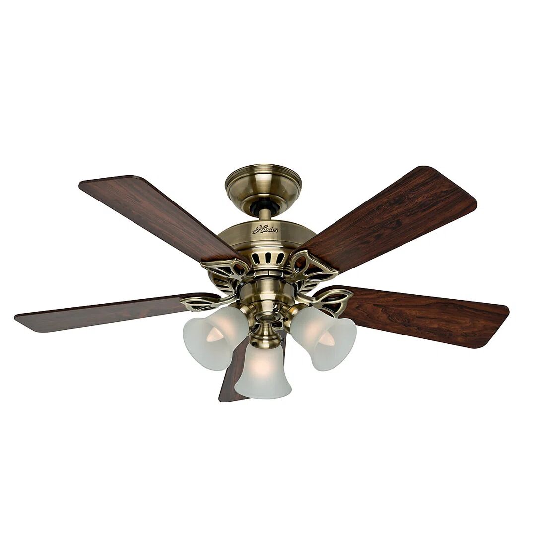 Photos - Fan Hunter  107Cm 5 - Blade Ceiling  with Pull Chain and Light Kit Inclu
