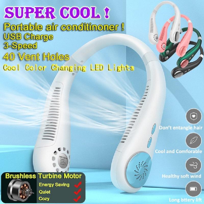 Walmart online New Portable Summer Wind Cool Hanging Neck Fan Bladeless 360 Degree Surround Wind USB Wearable Neck Fan For Outdoor Sports Running Travel