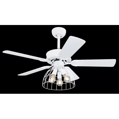 Rosalind Wheeler Sallie 5 Blade Ceiling Fan with Remote Rosalind Wheeler Finish: White  - Size: 73cm H X 54cm W X 58cm D