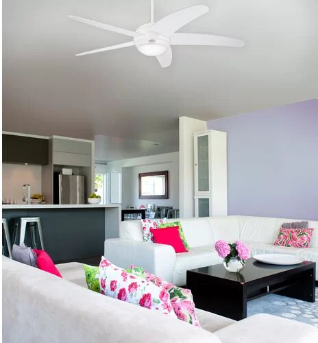 Latitude Run 132cm Trinity 5 Blade Ceiling Fan with Remote Latitude Run Finish: White  - Size: 70 cm H x 45.7 cm W