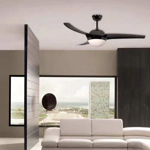 Brayden Studio Flemington 132cm 3 Blade Ceiling Fan with Remote Brayden Studio Finish: Black with Black Blades  - Size: Medium