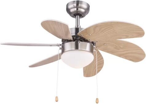 17 Stories 78cm Swenja 6 Blade Ceiling Fan 17 Stories Finish: Nickel/Light brown  - Size: 29cm H X 22cm W X 86cm D