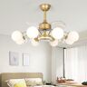 Homary 9-Light Gold Chandelier Bladeless Ceiling Fans with Light in Glass Shade Remote Control
