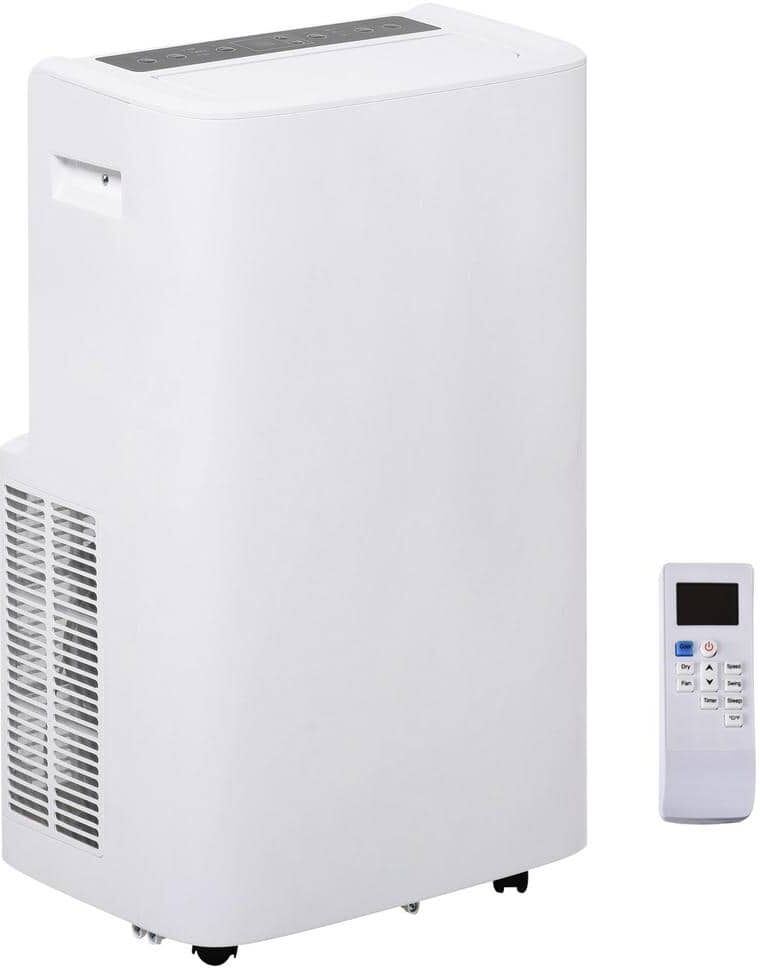 HOMCOM 12,000 BTU Portable Air Conditioner Cools 270 Sq. Ft. with Dehumidifer, Ventilation, Remote and LED Display in White