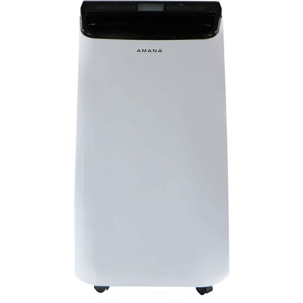 Amana 7,500 BTU Portable Air Conditioner Cools 500 Sq. Ft. with LCD Display, Auto-Restart and Wheels in White