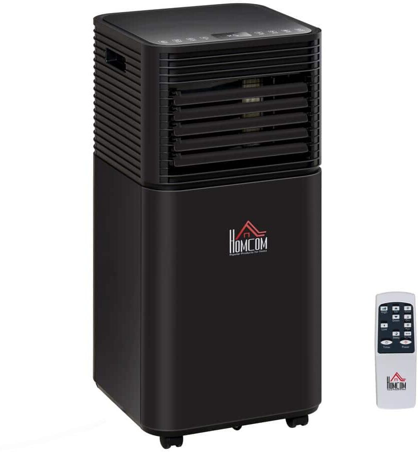 HOMCOM 10,000 BTU Portable Air Conditioner Cools 150 Sq. Ft. with 24 Hour Timer in Black