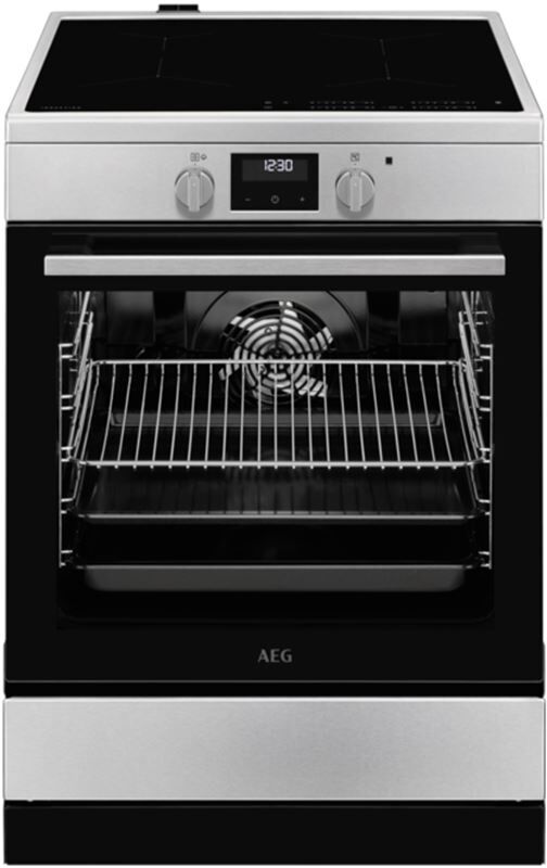 AEG cib6646abm cocina de inducción de 60 x 60 cm con función hob2hood horno multifunción steambake carriles telescópicos en 1 ni