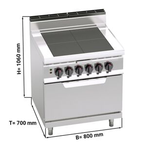 GGM GASTRO - Cuisinière électrique - 12 kW - Plaques de cuisson abaissées - Four électrique inclus - 7,5 kW & Fonction Salmander