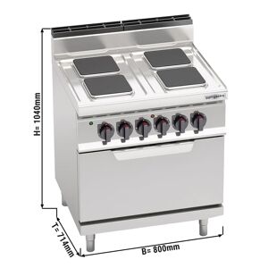 GGM GASTRO - Cuisinière électrique - 10,4 kW - 4 plaques carrées - Four électrique statique inclus - 7,5 kW