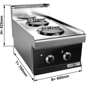 GGM GASTRO - Cuisinière électrique - 4,6 kW - 2 plaques rondes