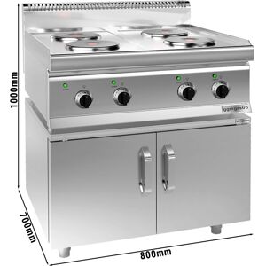 GGM GASTRO - Cuisinière électrique - 9,2 kW - 4 plaques rondes - incl. soubassement avec 2 portes