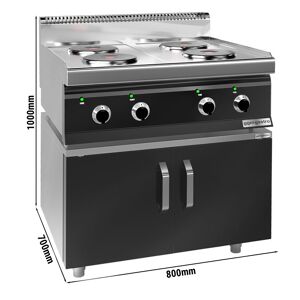 GGM GASTRO - Cuisinière électrique - 9,2 kW - 4 plaques rondes - incl. soubassement avec 2 portes