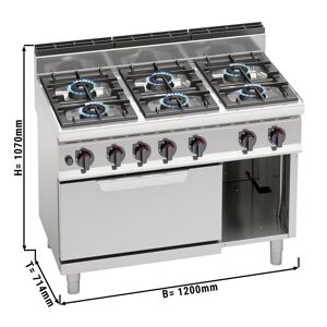 GGM GASTRO - Cuisinière à gaz - 42 kW - 6 brûleurs - four à gaz statique inclus - 7,8 kW