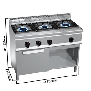 GGM GASTRO - Cuisinière à gaz - 31 kW - 3 brûleurs - four à gaz statique inclus - 3,5 kW