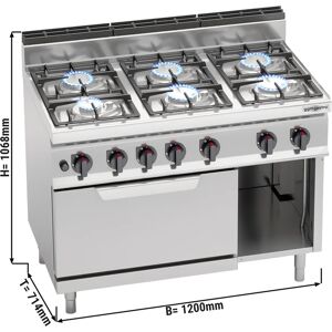 GGM GASTRO - Cuisinière à gaz - 33,5 kW - 6 brûleurs - four à gaz inclus - 7,8 kW